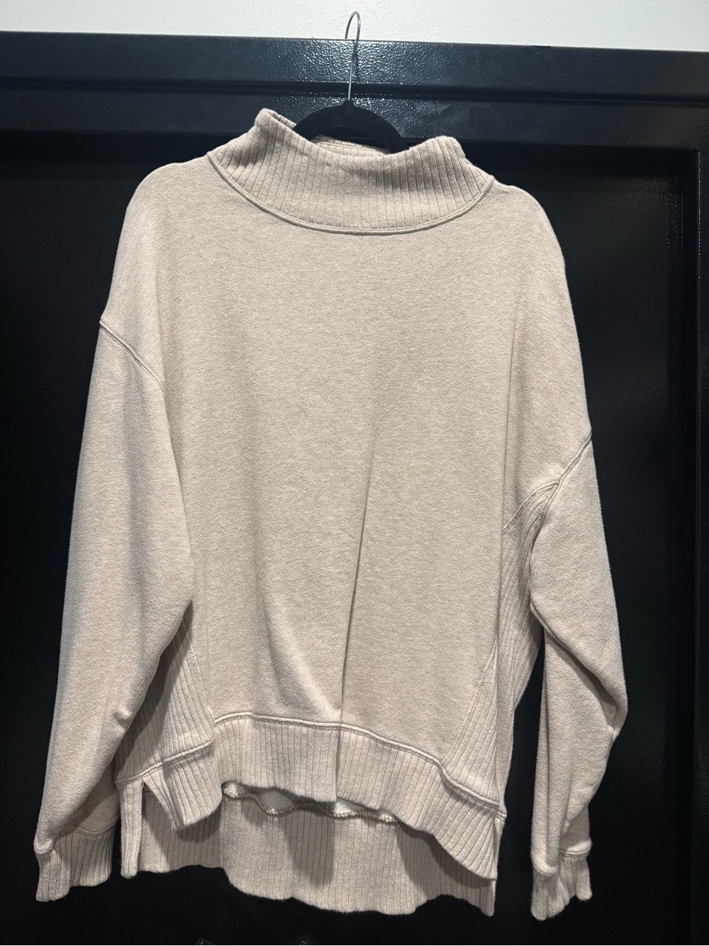 aerie Cream Ribbed Mock Neck Sweater